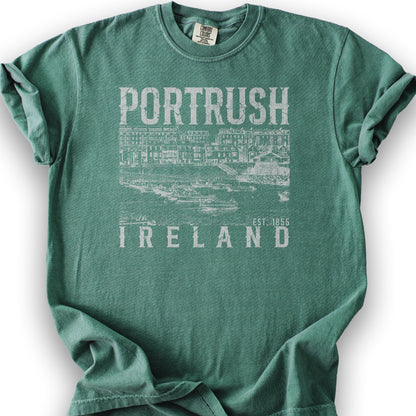 Portrush Ireland Sketch T-Shirt - Light Green