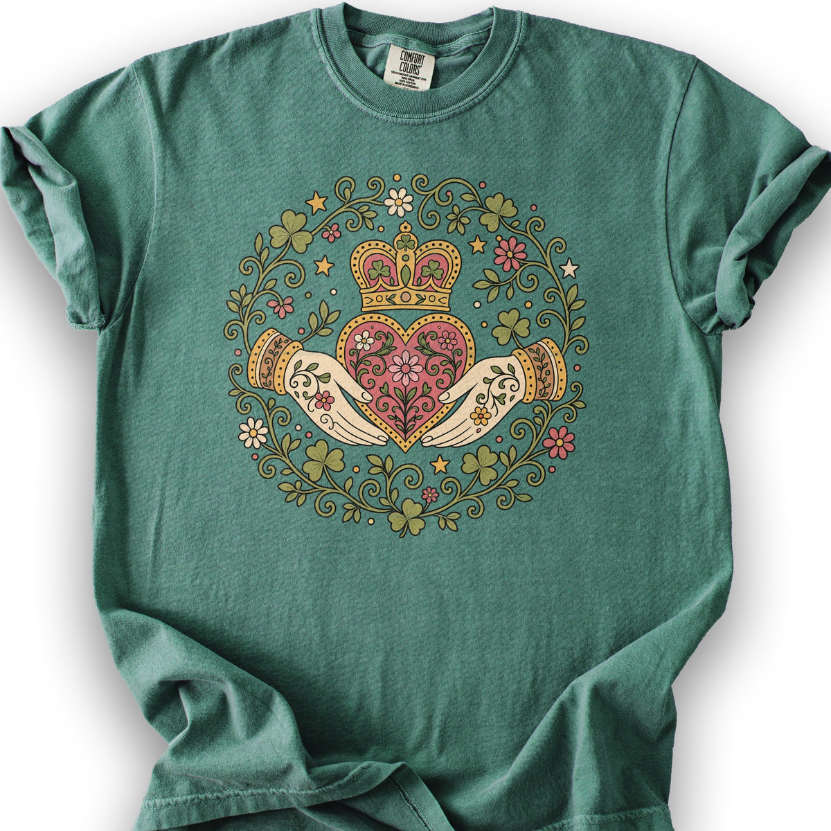 Claddagh Florals T-Shirt - Light Green
