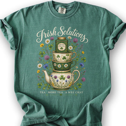 Irish Solutions Tea Cups T-Shirt - Light Green