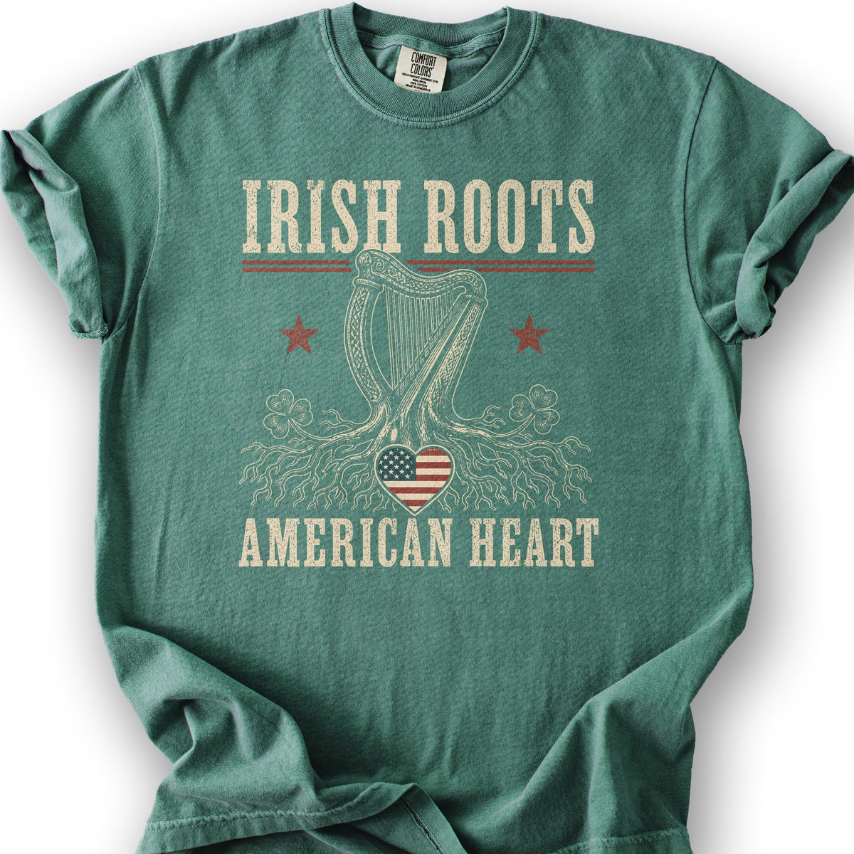 Irish Roots Harp T-Shirt - Light Green