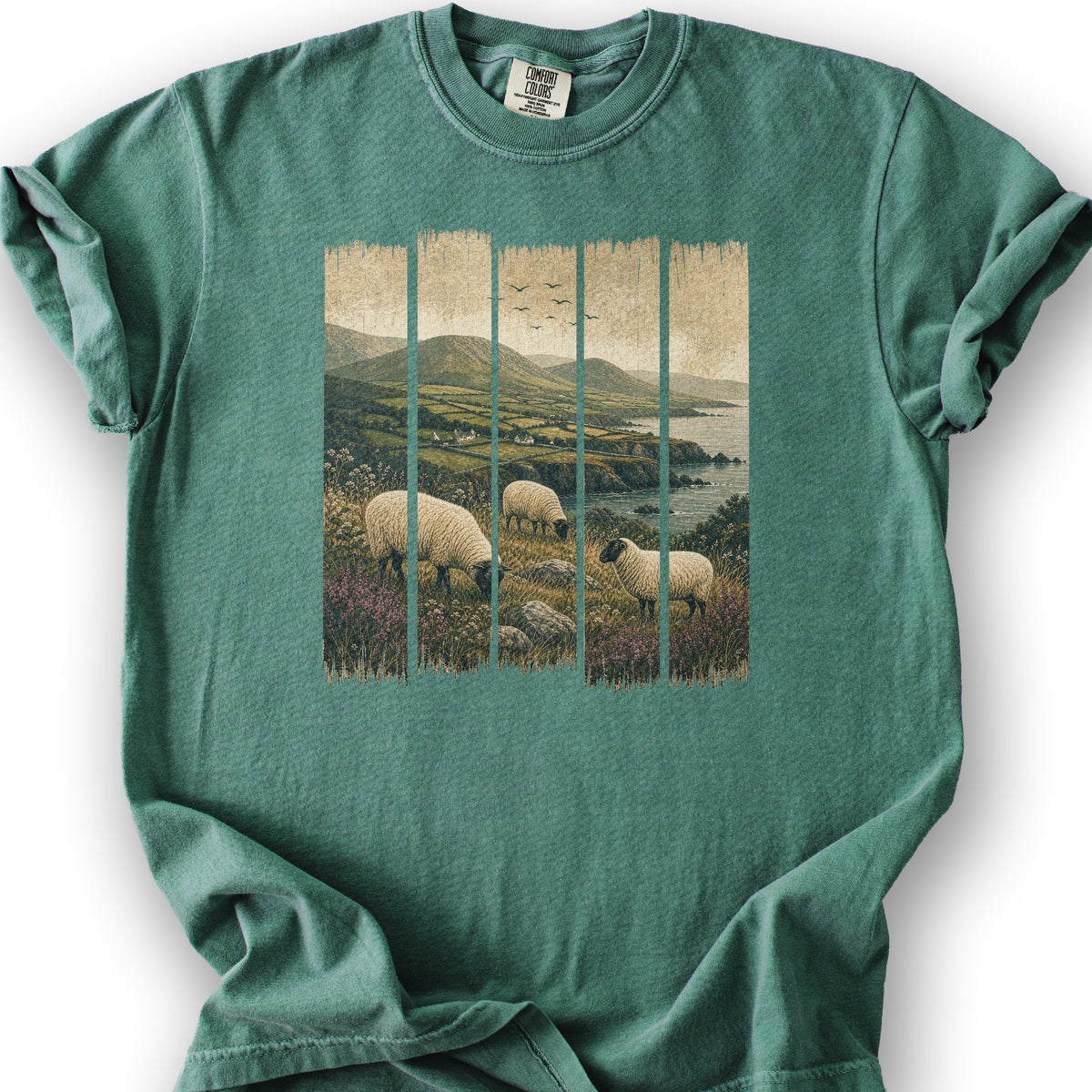 Ireland Sheep Panels T-Shirt - Light Green