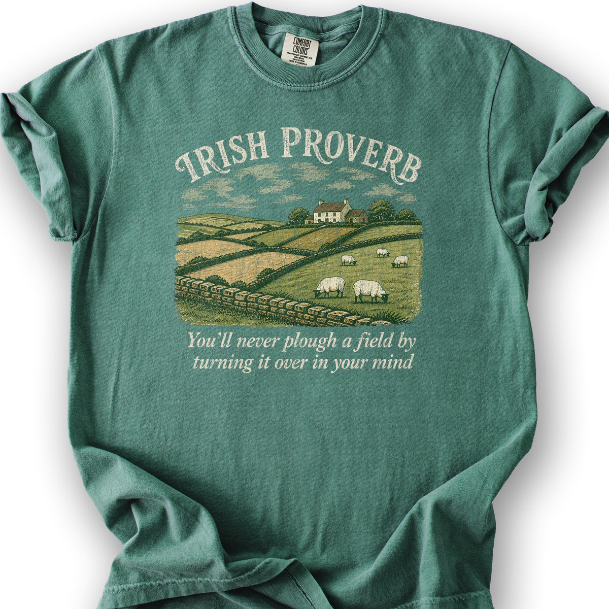 Plough Proverb T-Shirt - Light Green