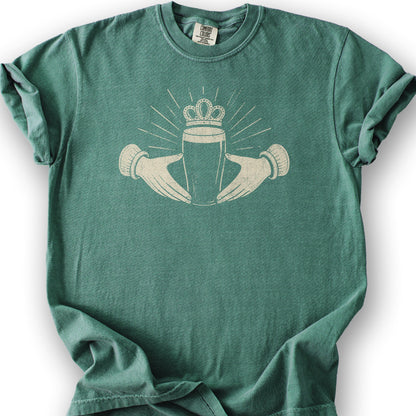 Claddagh Irish Beer T-Shirt - Light Green