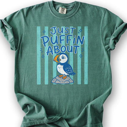 Just Puffin About Stripes T-Shirt - Light Green