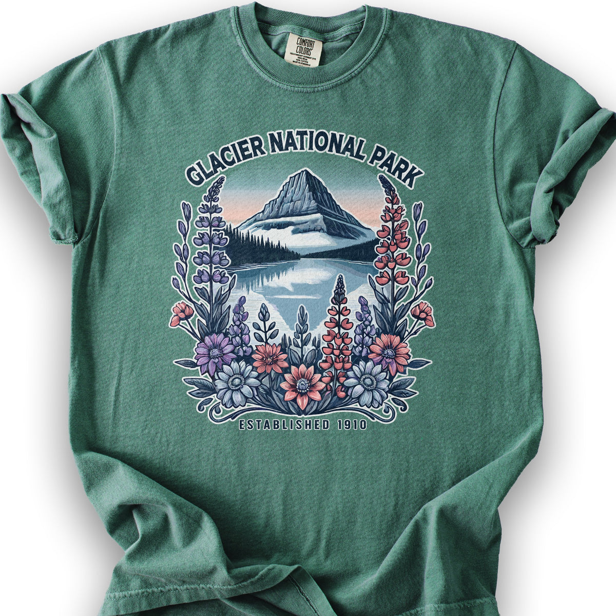 Glacier National Park "Wildflower" T-Shirt - Light Green