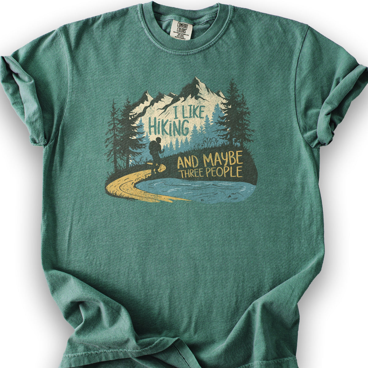 I Like Hiking and Maybe 3 People T-Shirt - Light Green