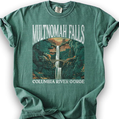 Multnomah Falls Oregon "Big and Bold" T-Shirt - Light Green