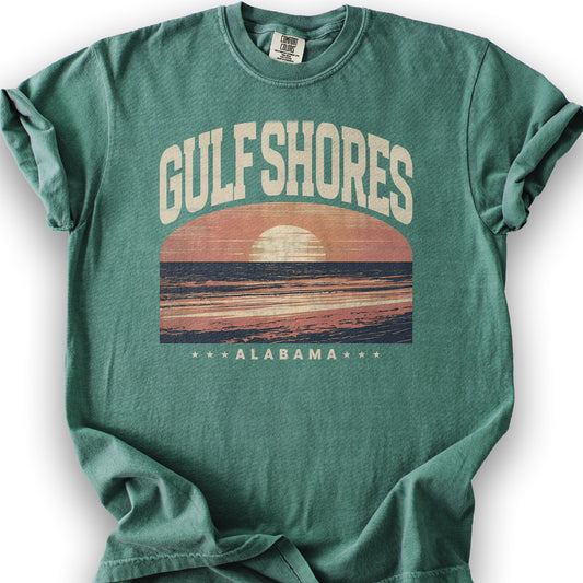 Gulf Shores Alabama "Varsity" Shirt - Light Green