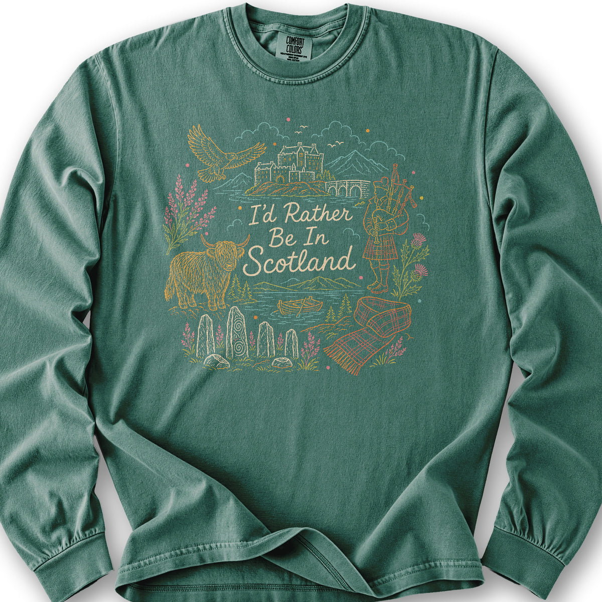 Rather Be In Scotland Long Sleeve Shirt - Light Green