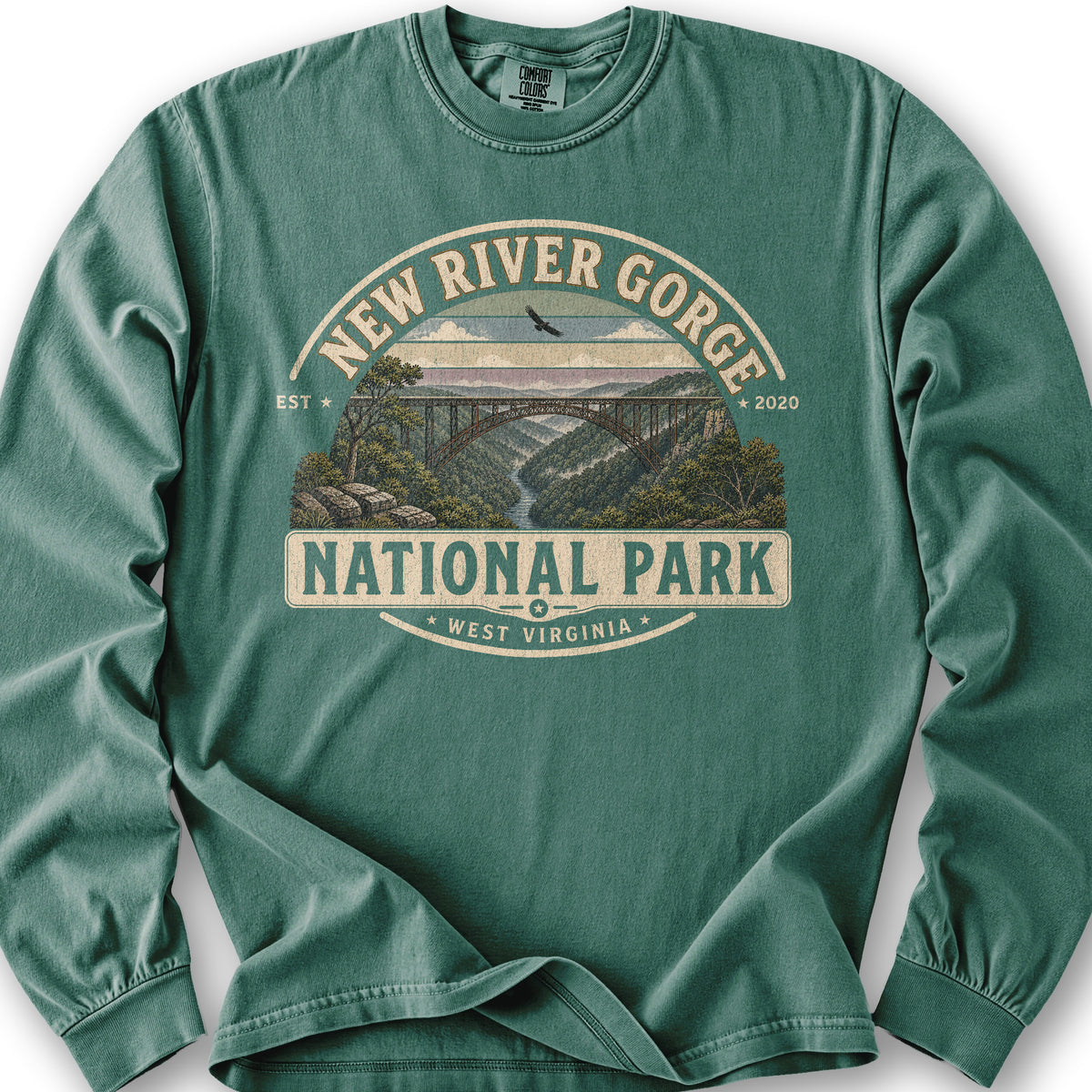New River Gorge Medallion Long Sleeve Shirt - Light Green