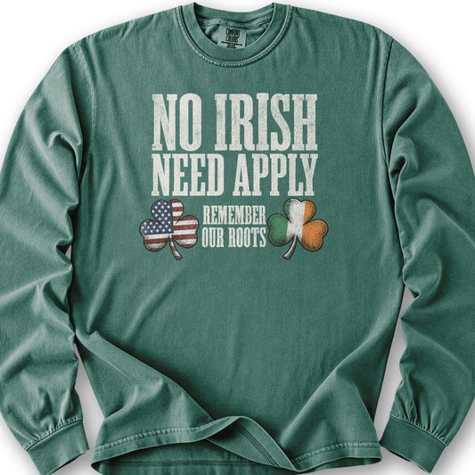 No Irish Need Apply Long Sleeve Shirt - Light Green