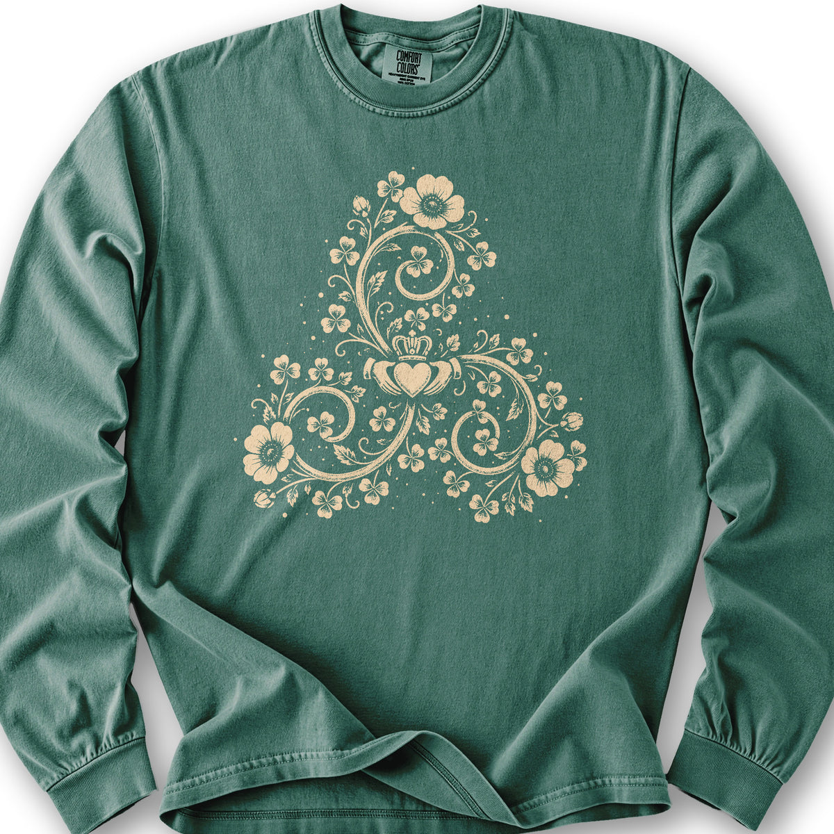 Triskele Shamrock Spiral Long Sleeve Shirt - Light Green