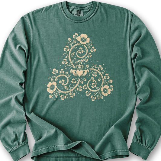 Triskele Shamrock Spiral Long Sleeve Shirt - Light Green