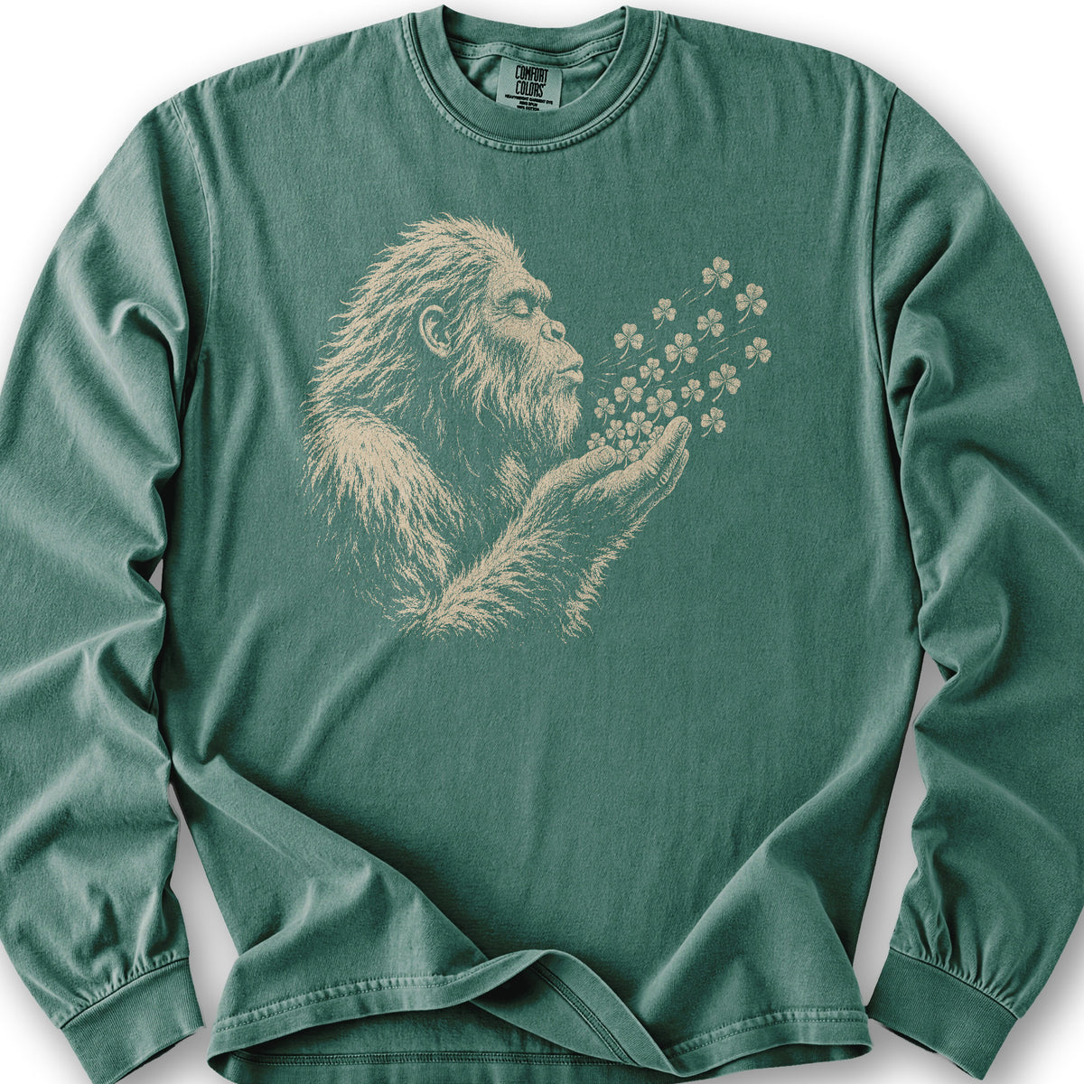 Bigfoot Shamrocks Long Sleeve Shirt - Light Green