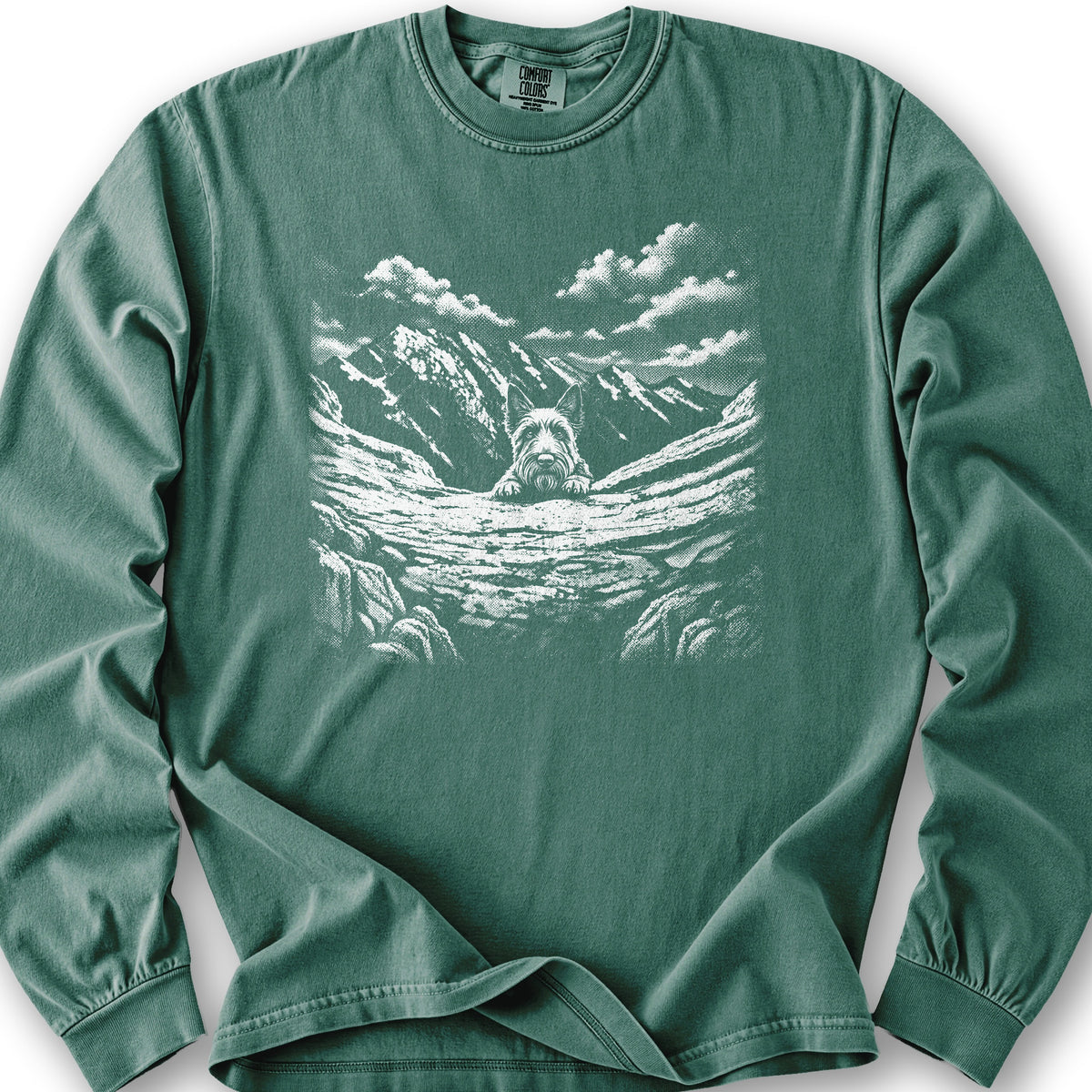 Watchful Scottish Terrier Long Sleeve Shirt - Light Green