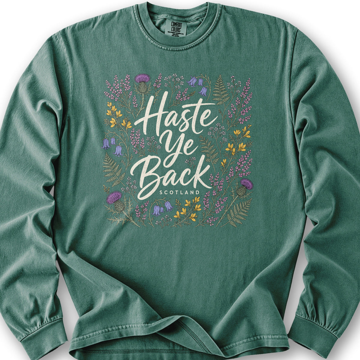 Haste Ye Back Scotland Long Sleeve Shirt - Light Green