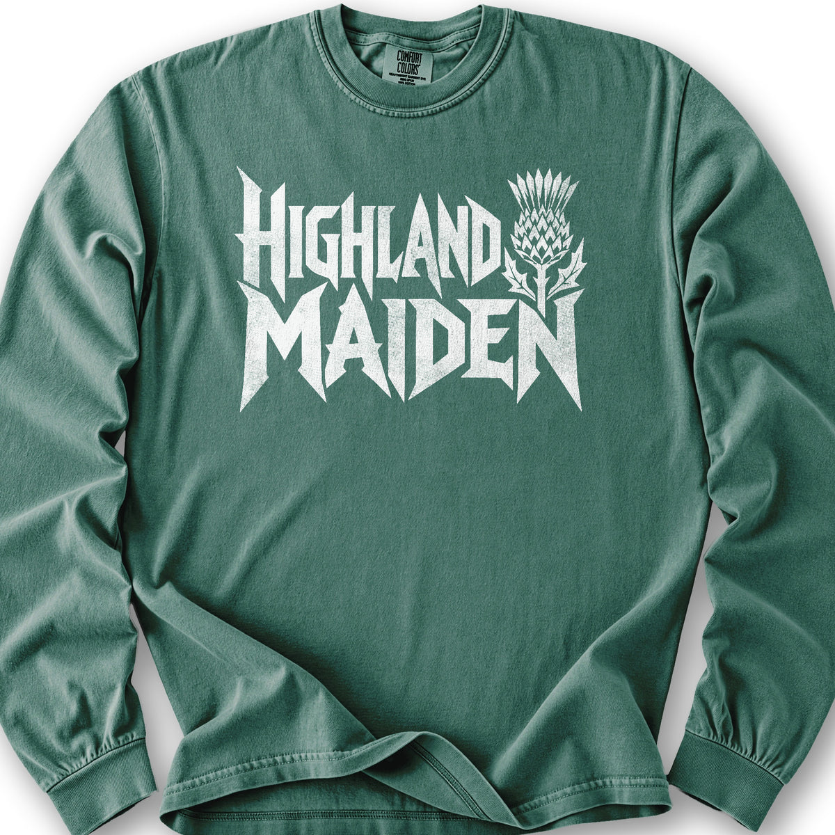 Highland Maiden Thistle Long Sleeve Shirt - Light Green