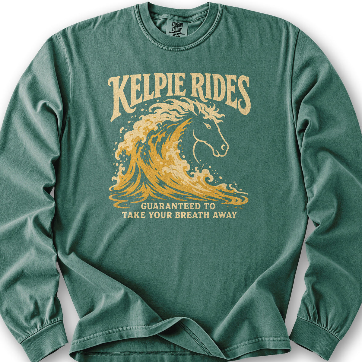 Kelpie Rides Retro Long Sleeve Shirt - Light Green