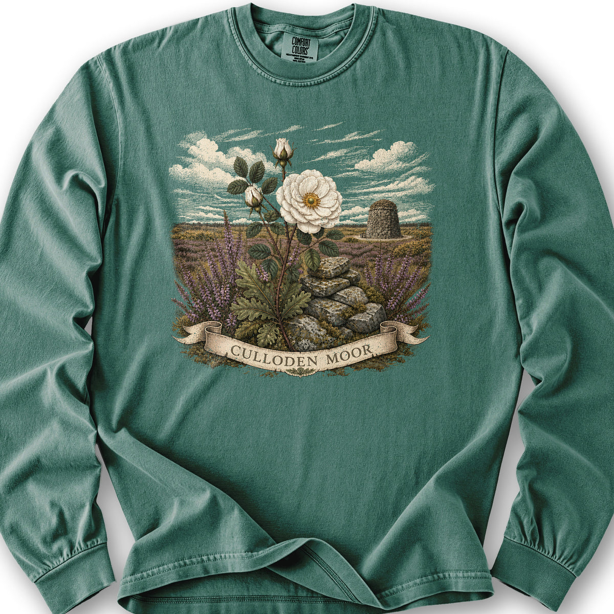 Culloden White Rose Long Sleeve Shirt - Light Green