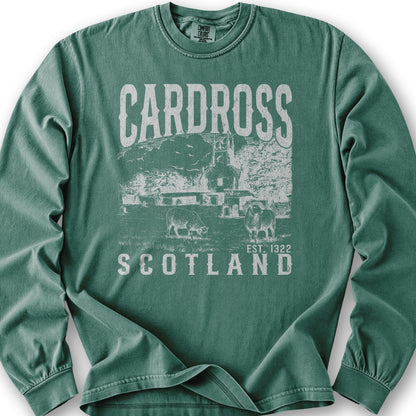 Cardross Scotland Sketch Long Sleeve Shirt - Light Green
