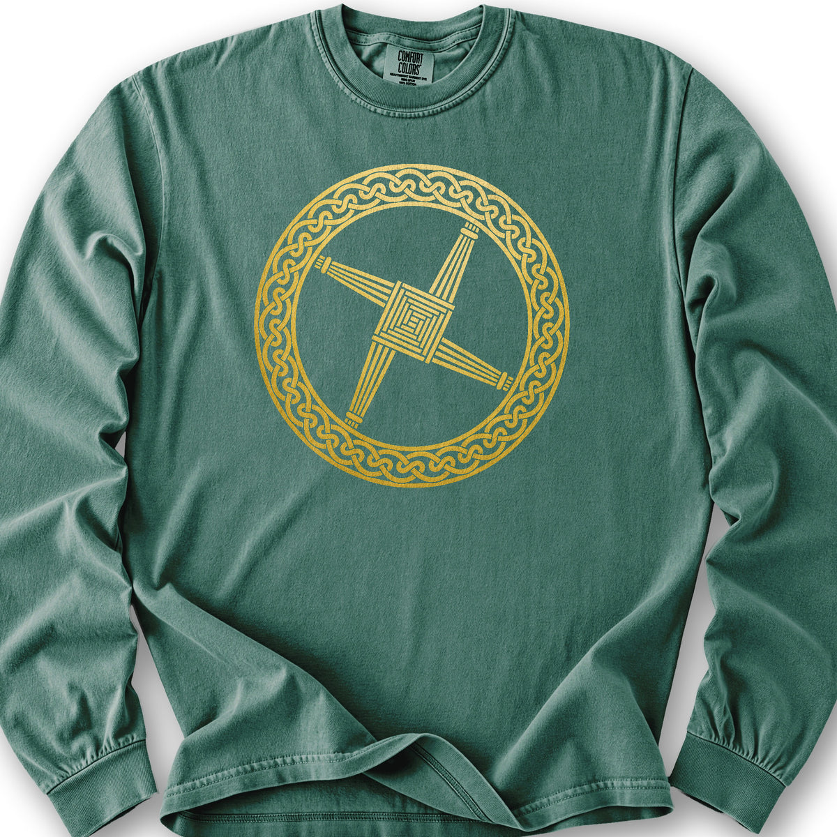 St Brigids Cross Long Sleeve Shirt - Light Green