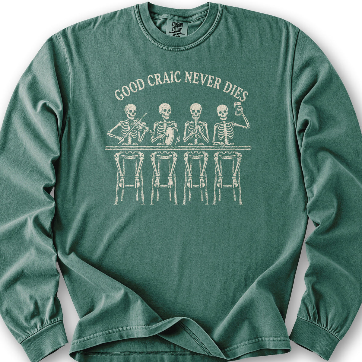 Craic Skeletons Long Sleeve Shirt - Light Green