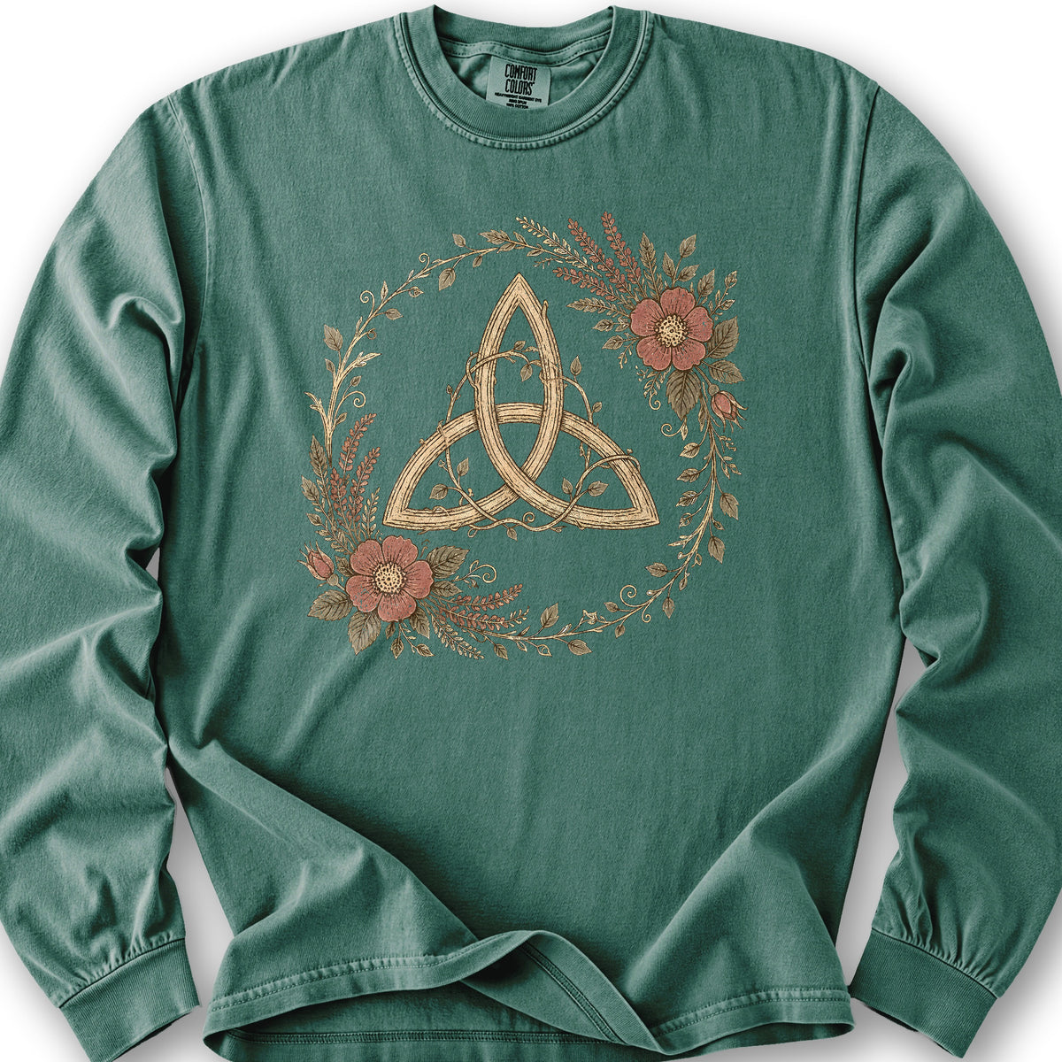 Trinity Garden Wreath Long Sleeve Shirt - Light Green