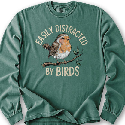 Easily Distracted By Birds Robin Textured Long Sleeve Shirt - Light Green