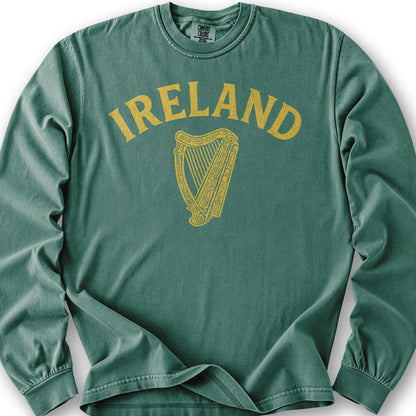 Ireland Vintage Harp Long Sleeve Shirt - Light Green