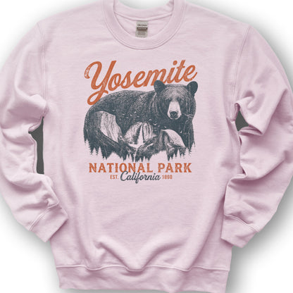 Yosemite Bear Etching Sweatshirt - Light Pink