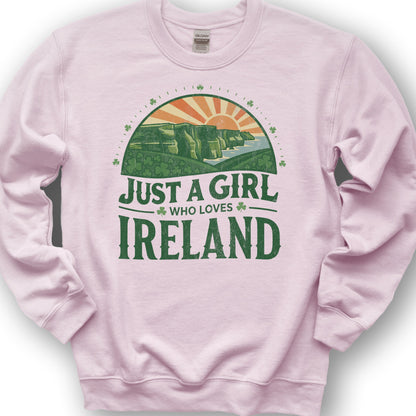 Just a Girl Who Loves Ireland Sweatshirt - Light Pink