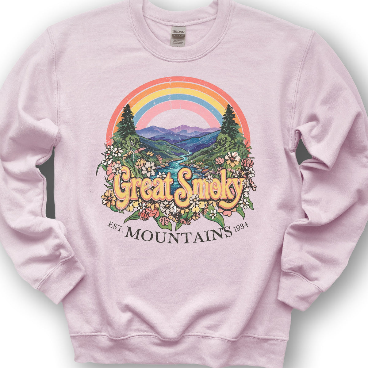 Smoky Mountains Rainbow Sweatshirt - Light Pink