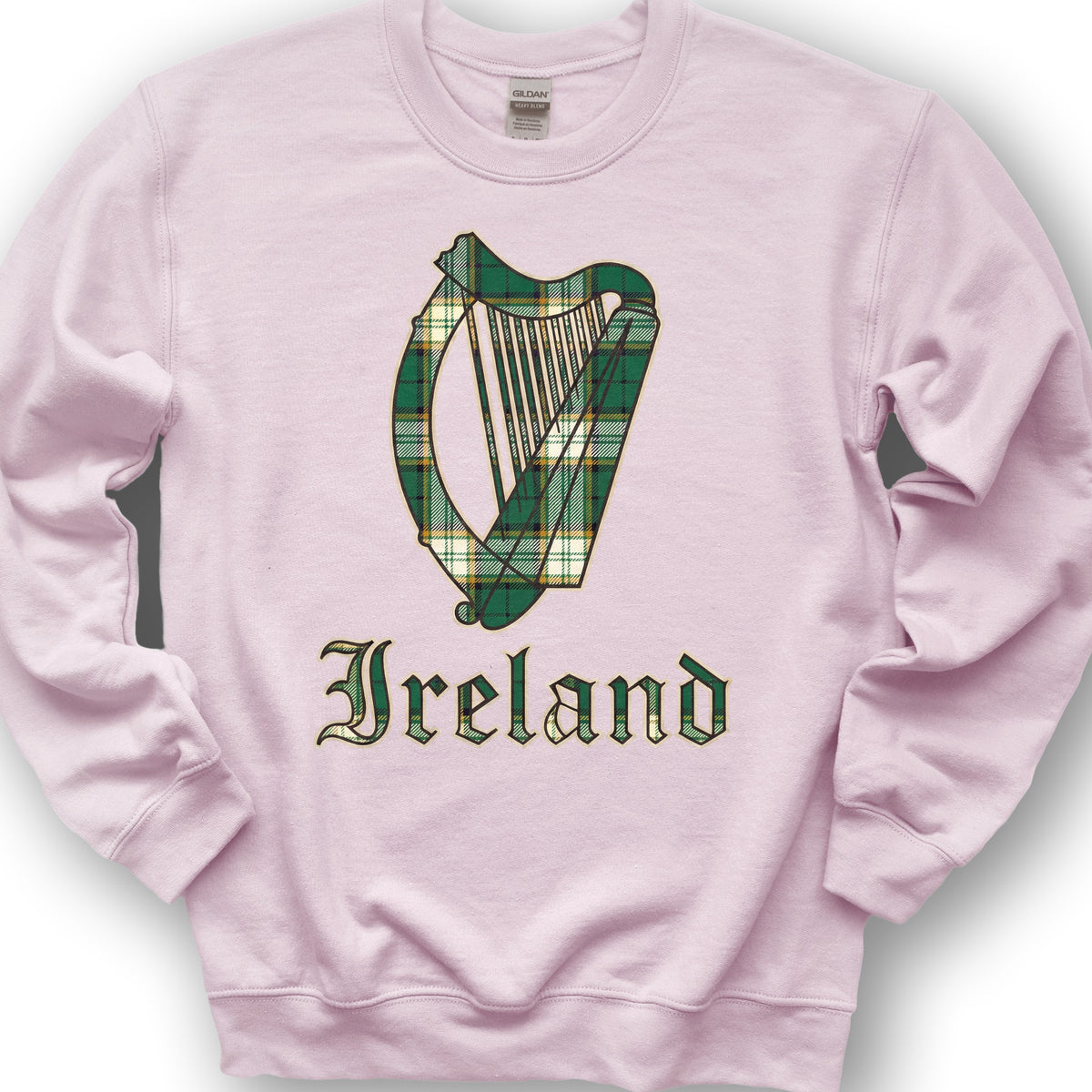 Ireland Tartan Harp Sweatshirt - Light Pink