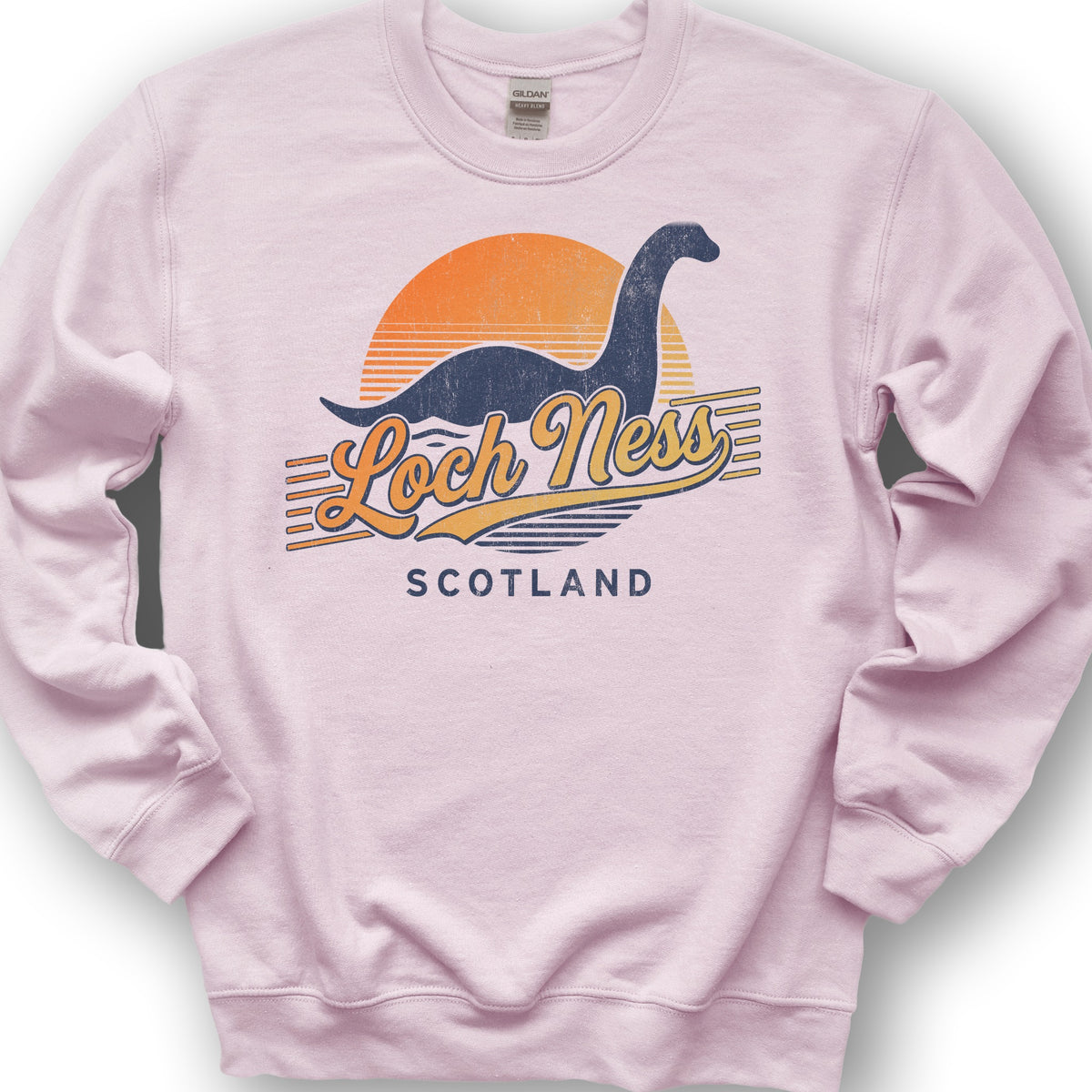 Loch Ness Retro Slant Sweatshirt - Light Pink