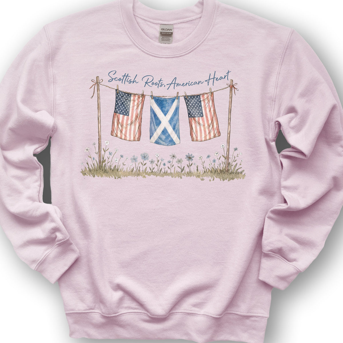 Scottish Roots American Heart Sweatshirt - Light Pink