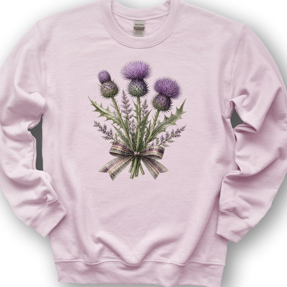 Thistle Bouquet Ribbon Sweatshirt - Light Pink