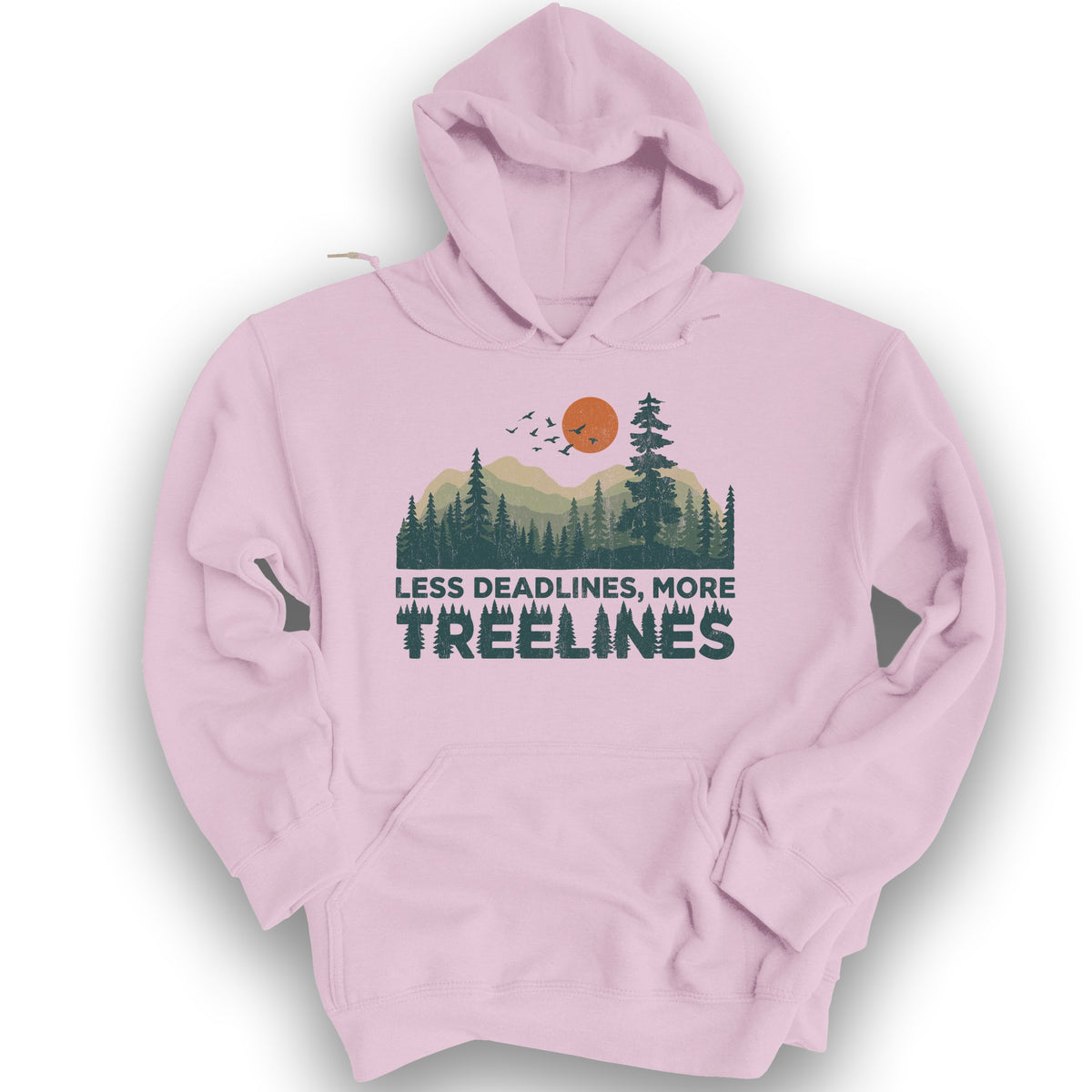Less Deadlines More Treelines Hoodie - Light Pink