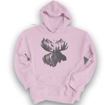 Moose Double Exposure Hoodie - Light Pink