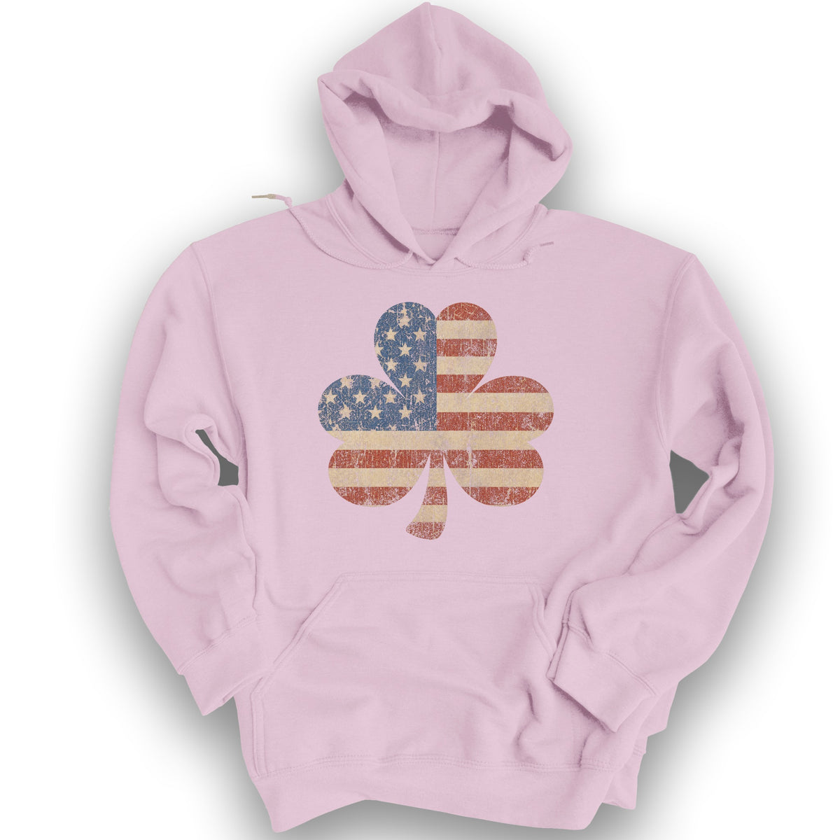 Vintage Flag Shamrock Hoodie - Light Pink