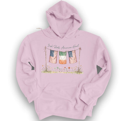 Irish Roots American Heart Hoodie - Light Pink
