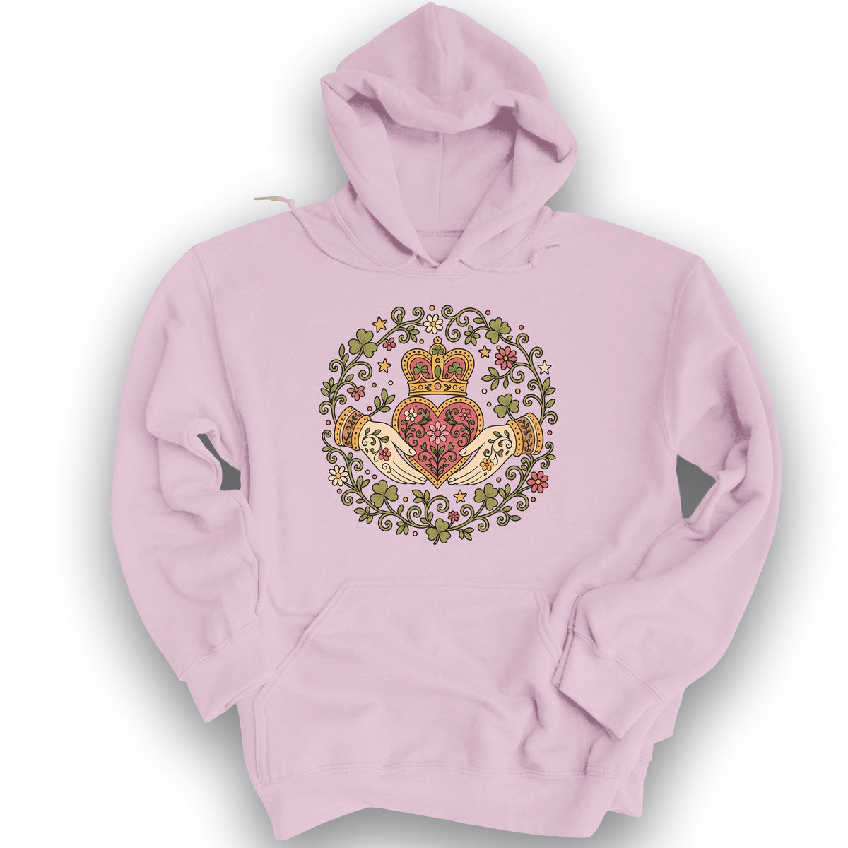 Claddagh Florals Hoodie - Light Pink