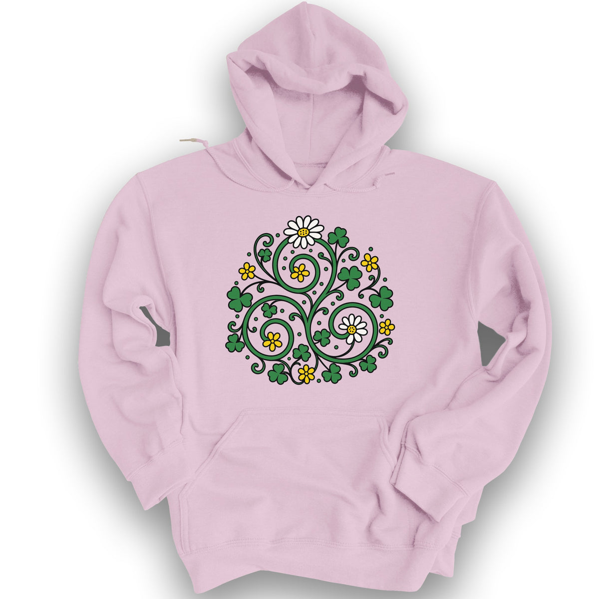 Celtic Shamrock Triskele Hoodie - Light Pink
