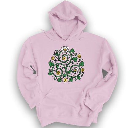 Celtic Shamrock Triskele Hoodie - Light Pink