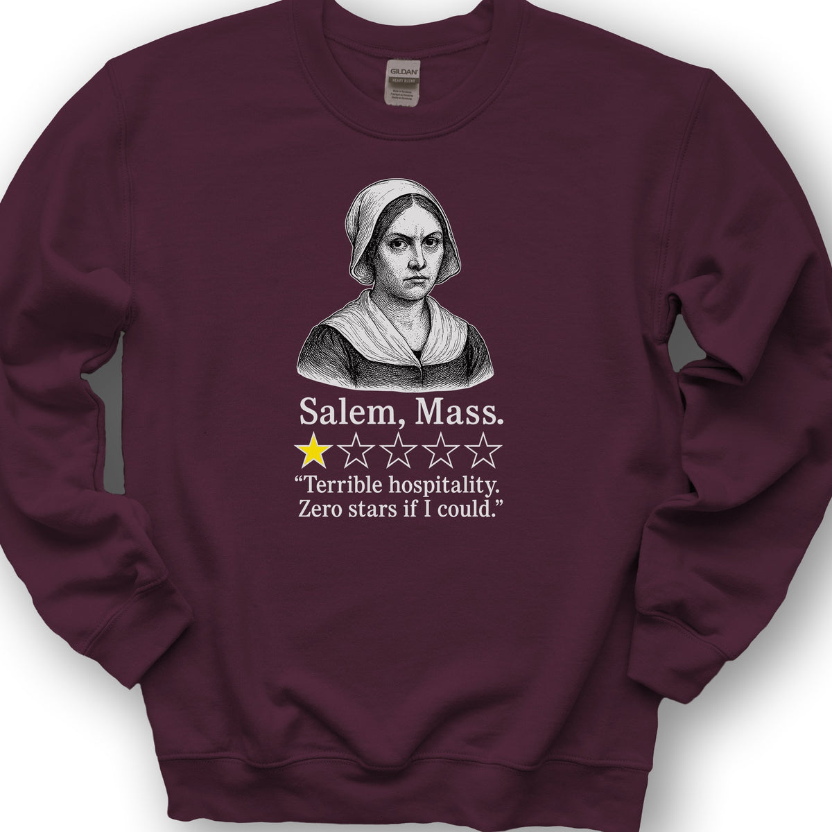 Salem Massachusetts "1 Star Review" Sweatshirt - Maroon