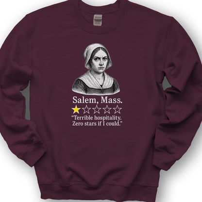 Salem Massachusetts "1 Star Review" Sweatshirt - Maroon