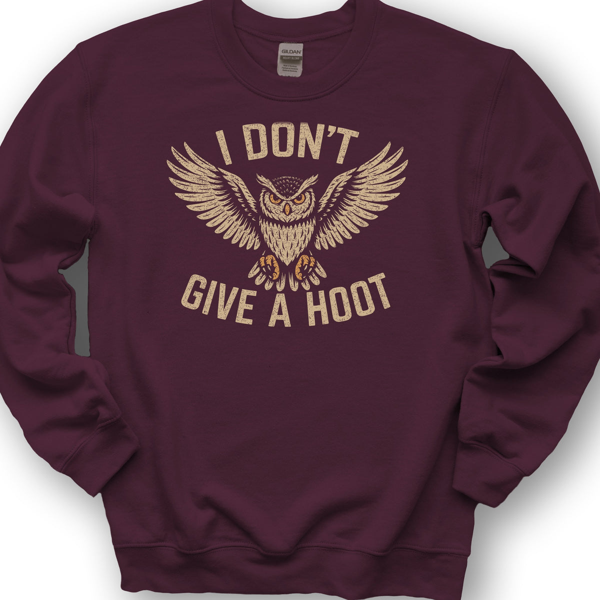 I Don't Give a Hoot "Vintage Owl" Sweatshirt - Maroon