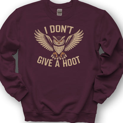 I Don't Give a Hoot "Vintage Owl" Sweatshirt - Maroon