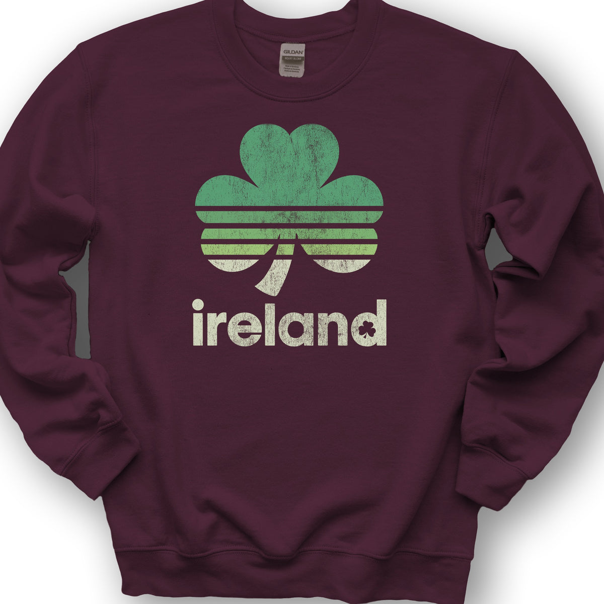 Ireland Retro Shamrock Sweatshirt - Maroon