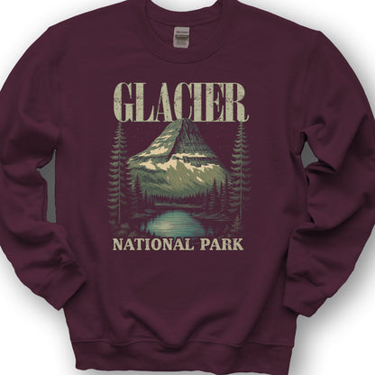Glacier National Park "Bearhat Mountain" Sweatshirt - Maroon