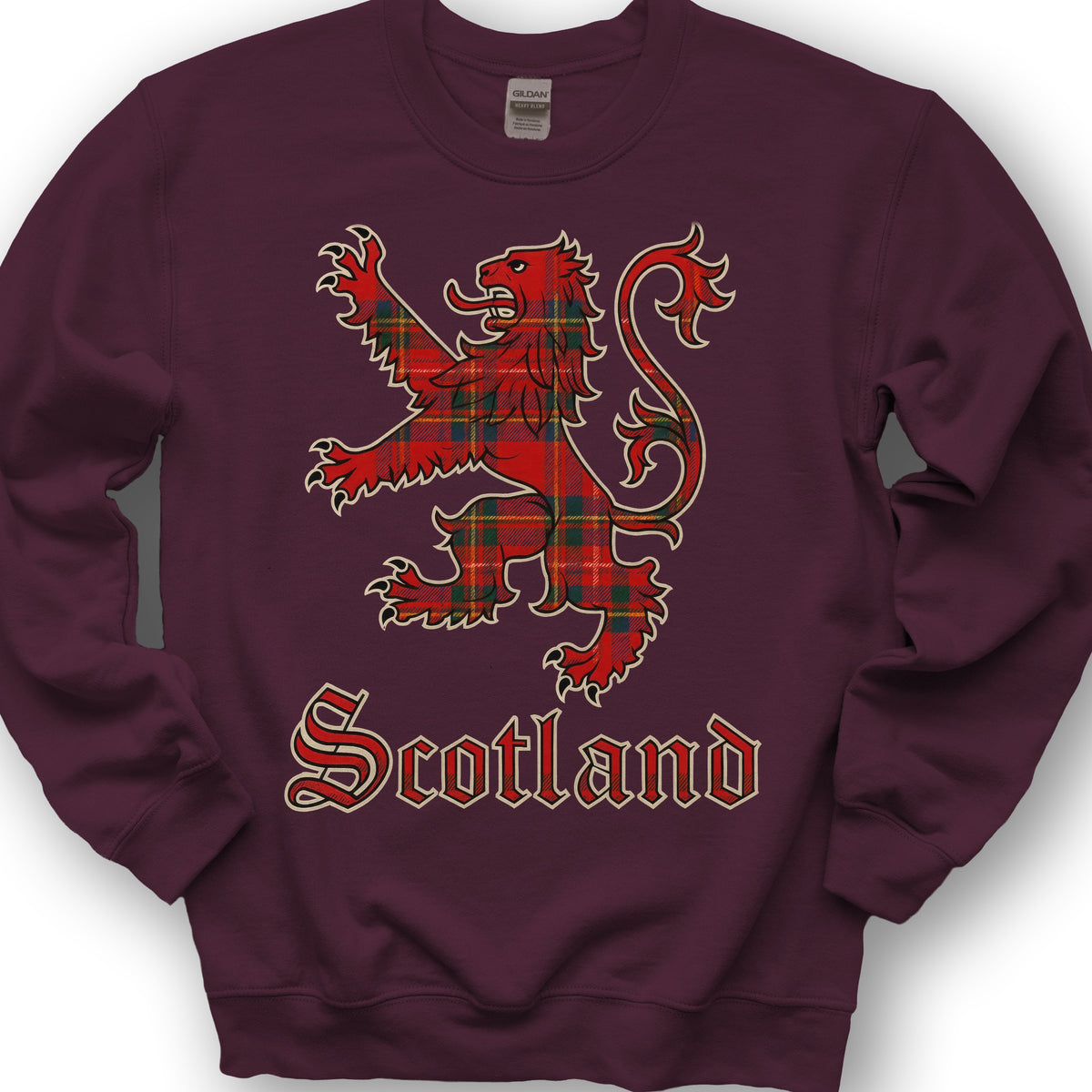 Scotland Tartan Lion Sweatshirt - Maroon
